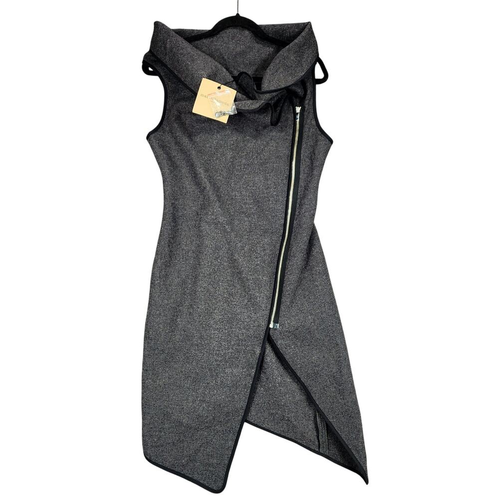 Marcellamoda New York Jacket Dress‎ sz S Asymmetric Wool Dark Gray Cowl Neck NEW